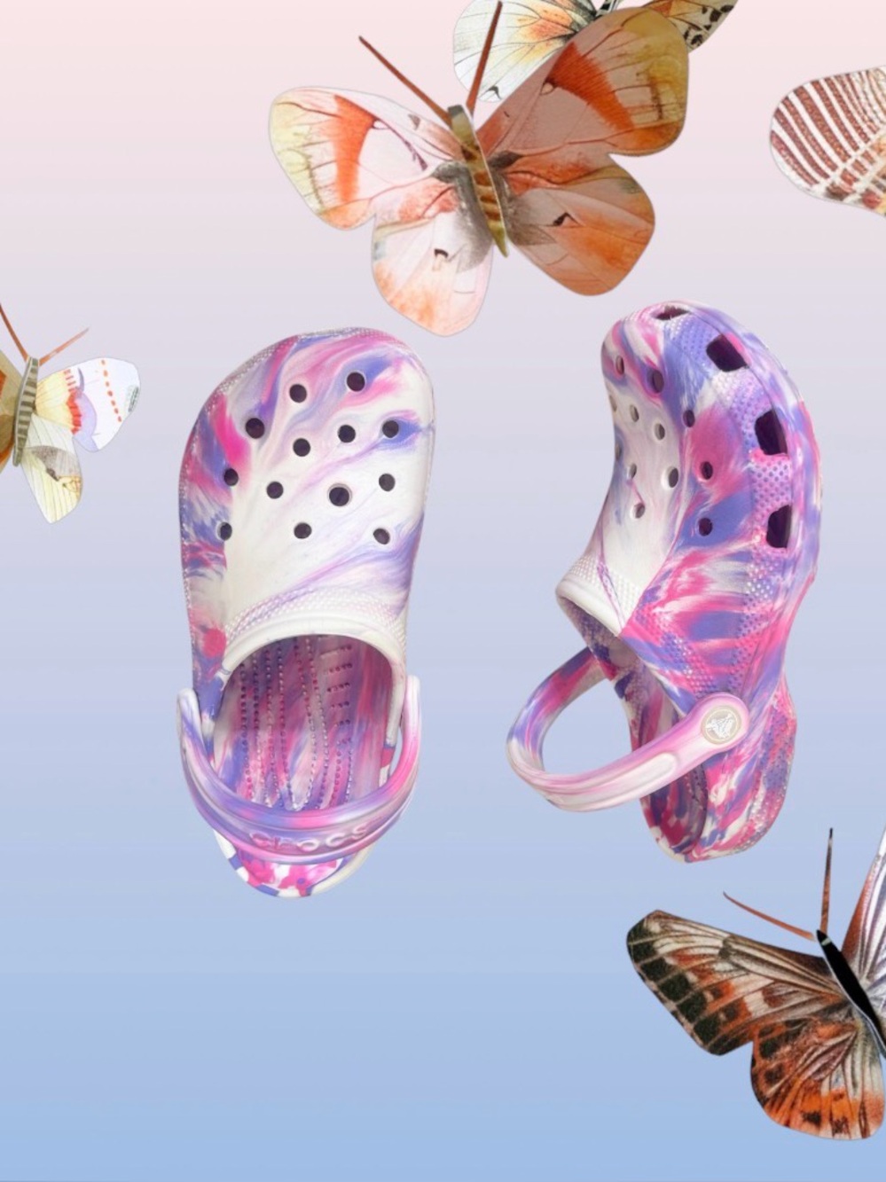Crocs Glow marbled Pink sandals girl’s shoes size 4